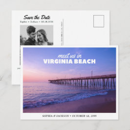 Virginia Beach Bröllop Spara datum Resa Retro Vykort