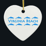 Virginia Beach delfinlogotyp Julgransprydnad Keramik<br><div class="desc">Ljusa blåttdelfiner visas i detta nautisk-themed Virginia Beach,  Va-logotyp. Delfiner är gemensamt - sett längs den Virginia Beach oceanfronten.</div>