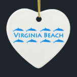 Virginia Beach delfinlogotyp Julgransprydnad Keramik<br><div class="desc">Ljusa blåttdelfiner visas i detta nautisk-themed Virginia Beach,  Va-logotyp. Delfiner är gemensamt - sett längs den Virginia Beach oceanfronten.</div>