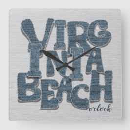 Virginia Beach Denim Bokstav Fyrkantig Klocka