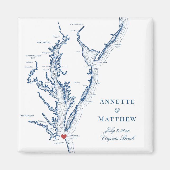 Virginia Beach Destination Wedding Favor Magnet (Framsidan)