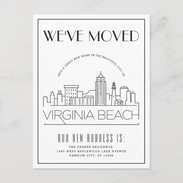 Virginia Beach Modern Deco | Byte av Adress Meddelande Vykort (Framsida)
