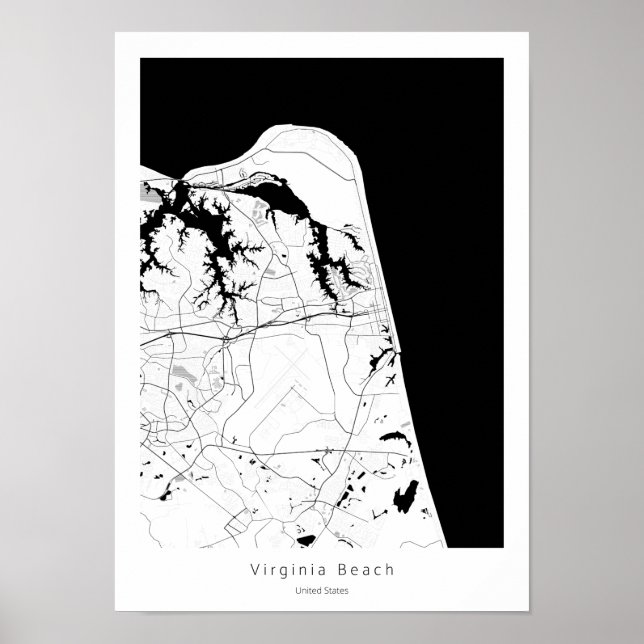 Virginia Beach Modern Minimal Abstrakt Simple Kart Poster (Framsidan)