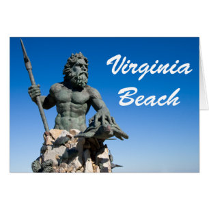 Virginia Beach Poseidon Statue w White Text Hälsningskort