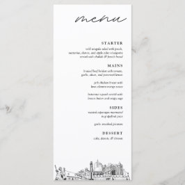 Virginia Beach Skyline Modern Bröllop Dinner Menu Meny