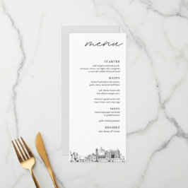 Virginia Beach Skyline Modern Bröllop Dinner Menu Meny