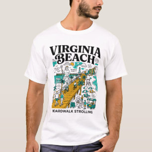 Virginia Beach strandpromenad med hav och pir T Shirt