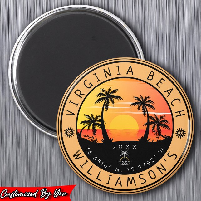 Virginia Beach USA Retro Sunset Souvenirs 60 Magnet (Skapare uppladdad)