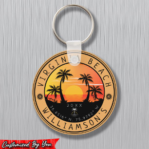 Virginia Beach USA Retro Sunset Souvenirs 60 Nyckelring