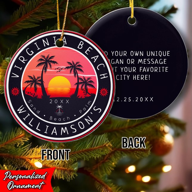 Virginia Beach USA Retro Sunset Souvenirs 80-talet Julgransprydnad Keramik (Skapare uppladdad)