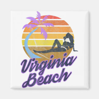 Virginia Beach USA Retro Surfa Backpackaging Ameri Magnet