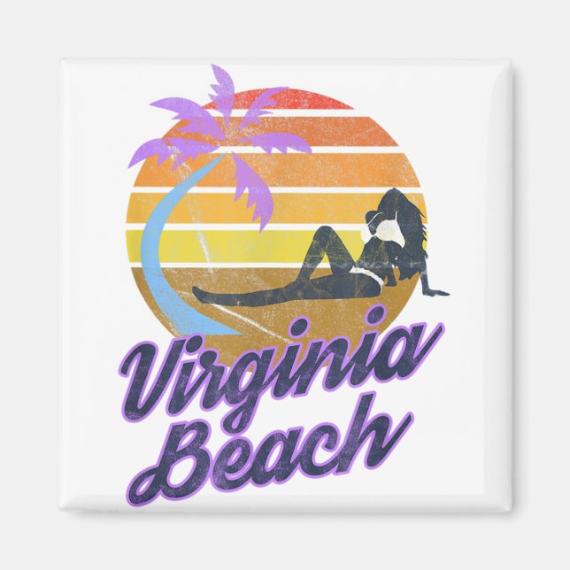 Virginia Beach USA Retro Surfa Backpackaging Ameri Magnet (Framsidan)