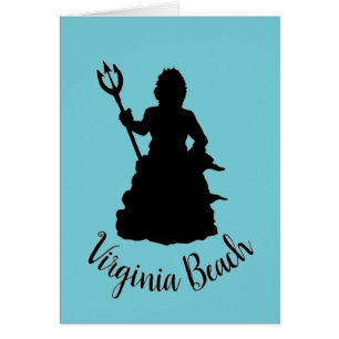 Virginia Beach VA Neptune Sculpture Silhouette Hälsningskort