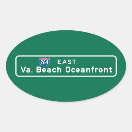 Virginia Beach, VA Road Sign Ovalt Klistermärke