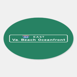 Virginia Beach, VA Road Sign Ovalt Klistermärke