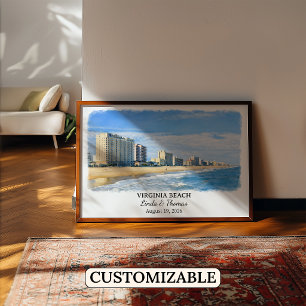 Virginia Beach Virginia Affisch, Akvarell, Anpassa Poster