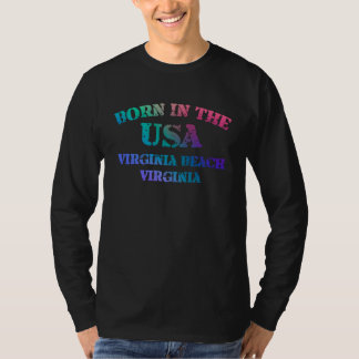 Virginia Beach Virginia and Born in the USA distre T Shirt