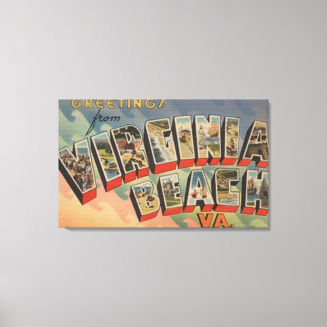 Virginia Beach, Virginia - Large Brev Scenes Canvastryck (Framsida)