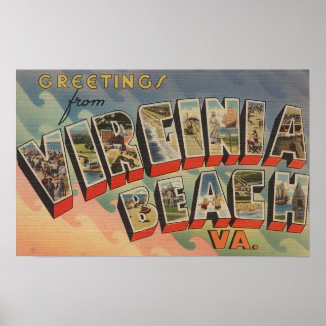Virginia Beach, Virginia - Large Brev Scenes Poster (Framsidan)