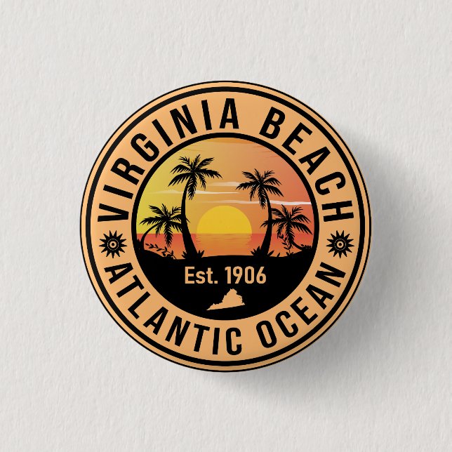 Virginia Beach Virginia Retro Sunset Souvenirs 60 Knapp (Framsida)