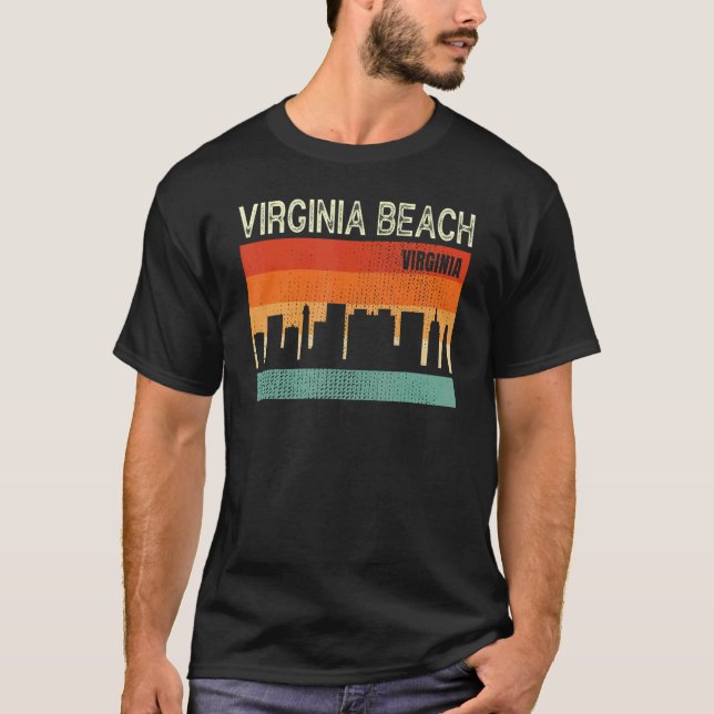 Virginia Beach Virginia Town Skyline T Shirt (Framsida)