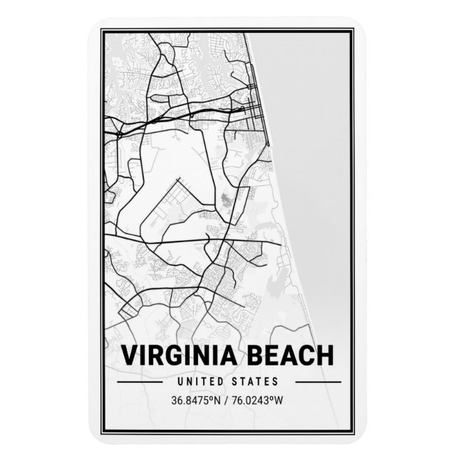 Virginia Beach Virginia USA Travel City Karta Magnet (Vertikal)
