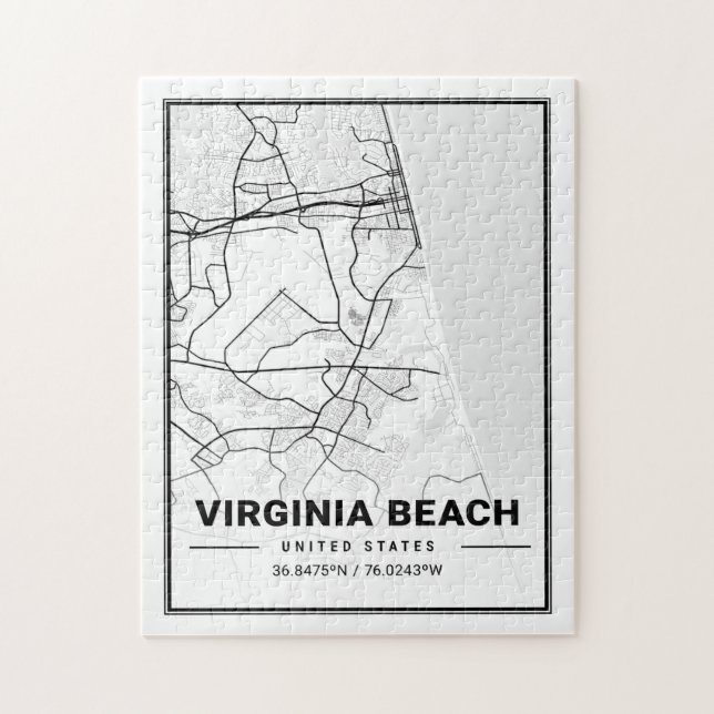 Virginia Beach Virginia USA Travel City Karta Pussel (Vertikal)