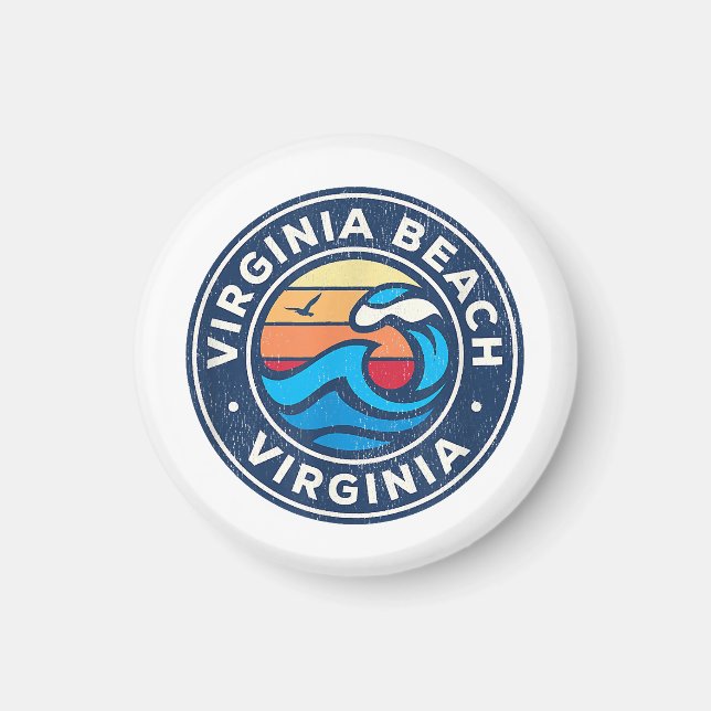 Virginia Beach Virginia VA Vintage Nautical Vinkar Magnet (Framsidan)