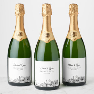 Virginia Beach Wedding Champagne Label