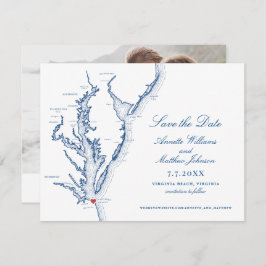 Virginia Beach Wedding Elegant Navy Karta Spara Datumet