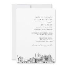 Virginia Beach Wedding Elegant Skyline-inbjudan