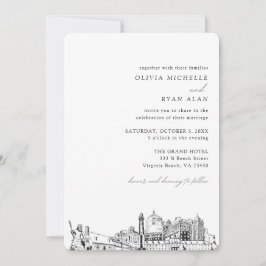 Virginia Beach Wedding Elegant Skyline-inbjudan Inbjudningar