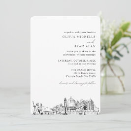 Virginia Beach Wedding Elegant Skyline-inbjudan Inbjudningar