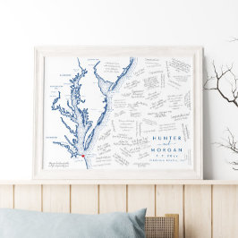 Virginia Beach Wedding Modern Guest Bok Poster