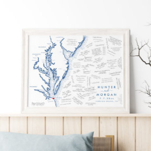 Virginia Beach Wedding Modern Guest Bok Poster