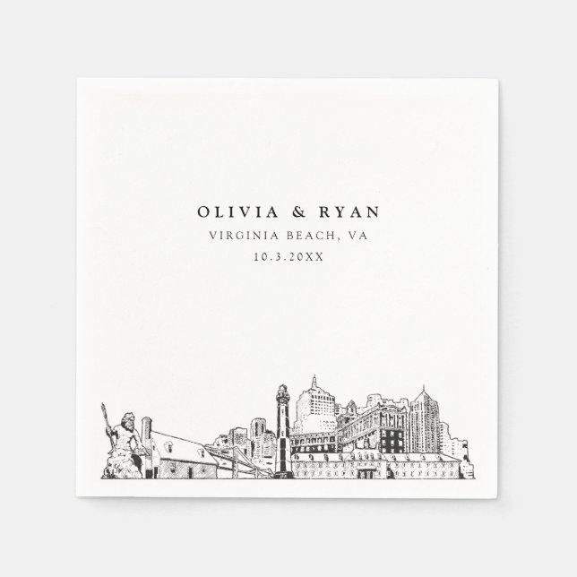 Virginia Beach Wedding Papper Cocktail Napkin Pappersservett (Framsidan)