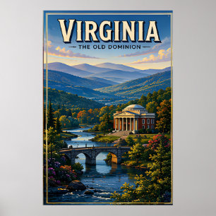 Virginia Blue Ridge-bergens historiska skönhet Poster