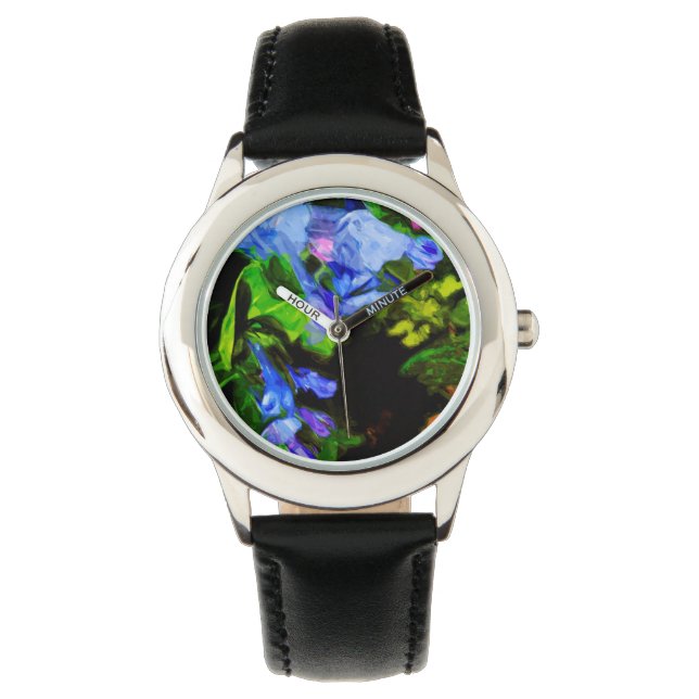 Virginia Bluebell Wildblomsimpressionist Armbandsur (Framsida)