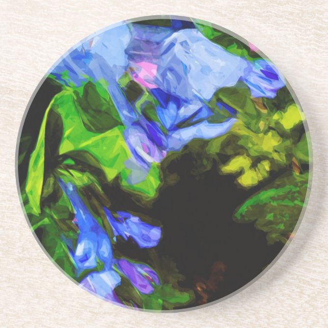 Virginia Bluebell Wildblomsimpressionist Underlägg Sandsten (Framsidan)