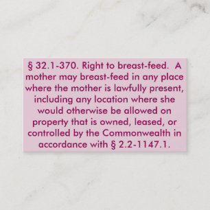 Virginia "Breastfeed rakt till" kort