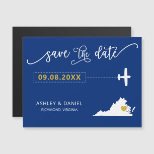 Virginia Bröllop spara datum Card, Karta Magnetisk Inbjudningskort