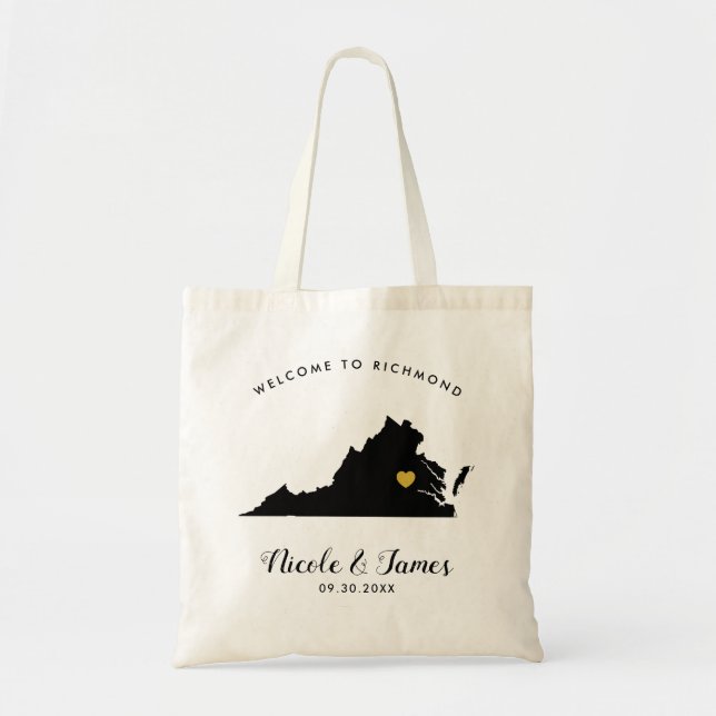 Virginia Bröllop Welcome Bag for Hotel Guests Tygkasse (Framsidan)