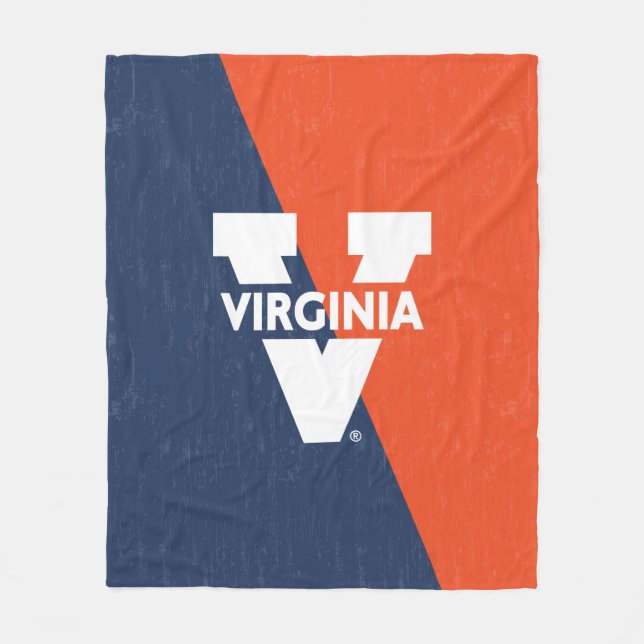 Virginia Cavaliers Färg Block Distress Fleecefilt (Framsidan)
