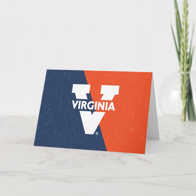 Virginia Cavaliers Färg Block Distress Kort (Framsida)