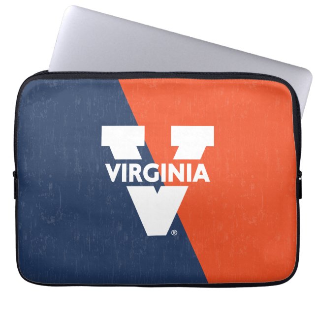 Virginia Cavaliers Färg Block Distress Laptop Fodral (Framsidan)