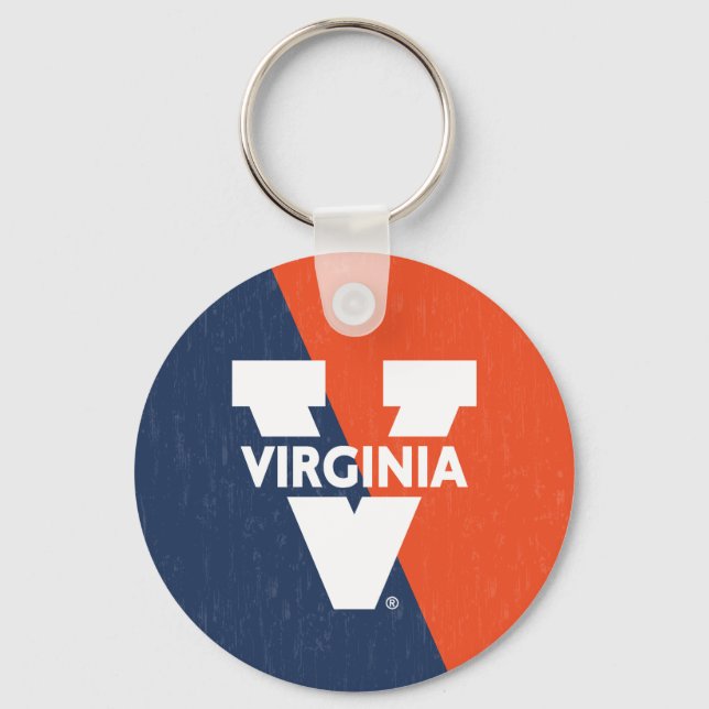 Virginia Cavaliers Färg Block Distress Nyckelring (Framsida)