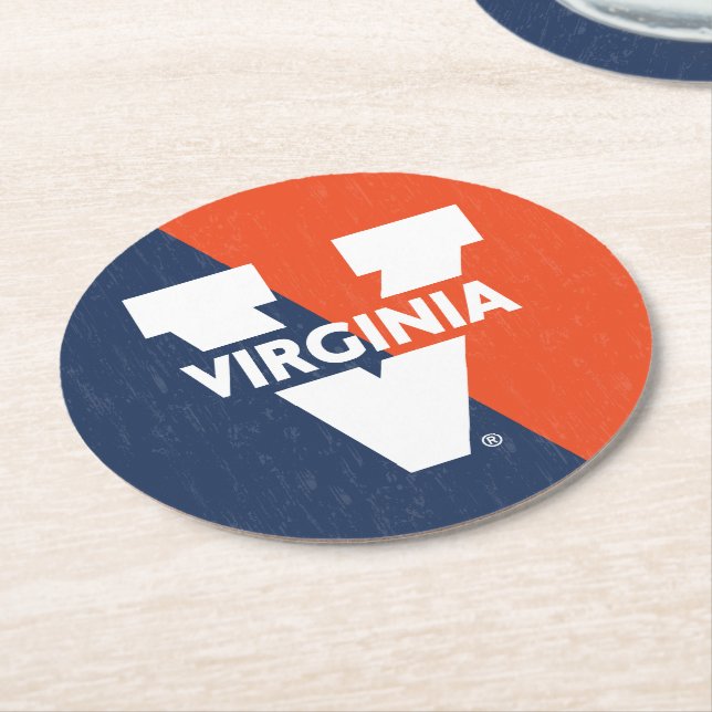 Virginia Cavaliers Färg Block Distress Underlägg Papper Rund (Vinklad)