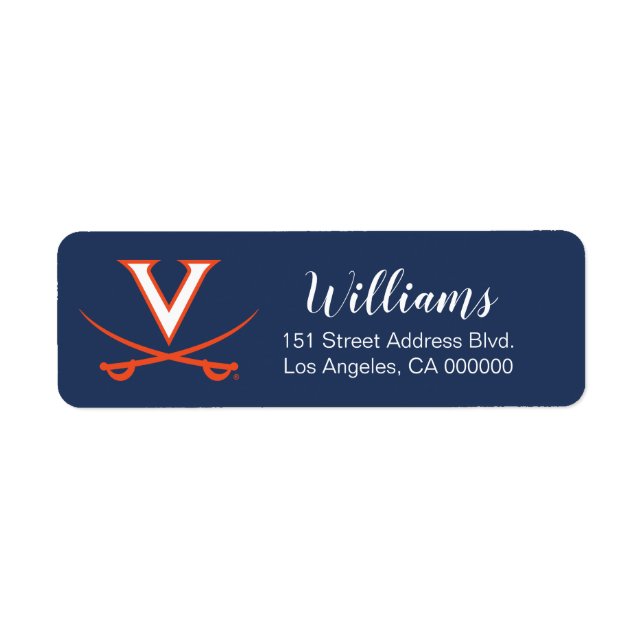 Virginia Cavaliers | Högtid Returadress Etikett (Framsidan)