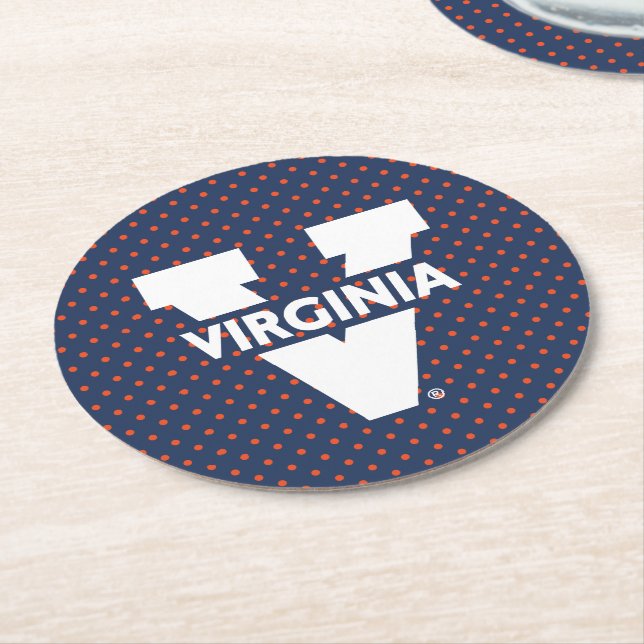 Virginia Cavaliers Polka dots Underlägg Papper Rund (Vinklad)