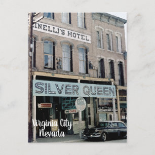 Virginia City Nevada 1950's Silver Queen Postcard Vykort